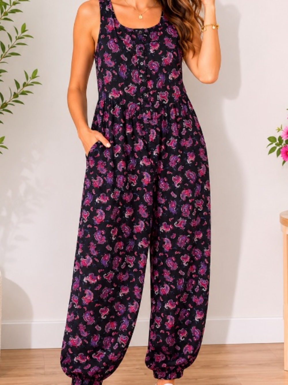 90s Vintage My Michelle Paisley Corduroy Balloon Jumpsuit 🕯️✨